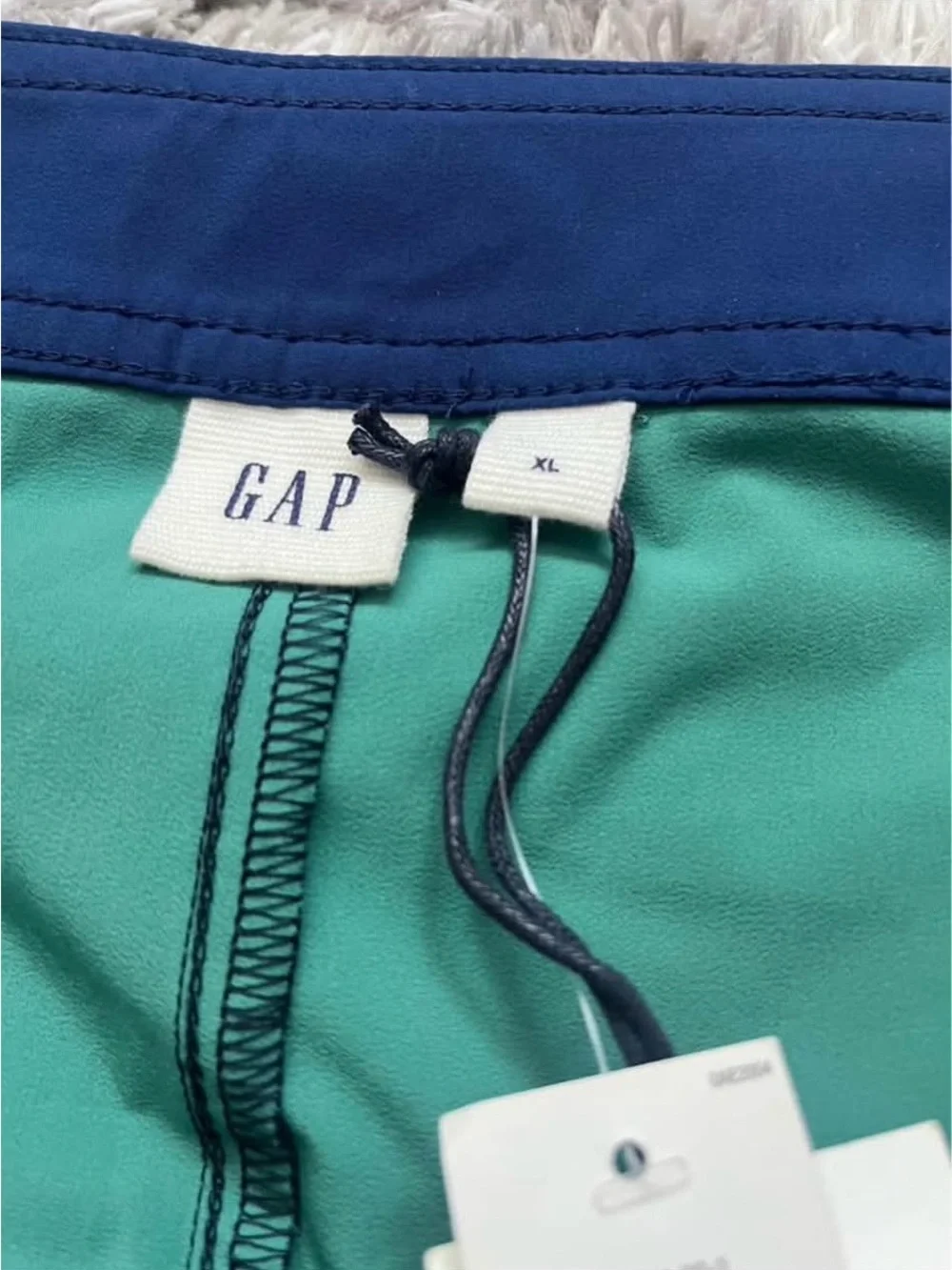 GAP Navy Swim Trunks with Green Waistband